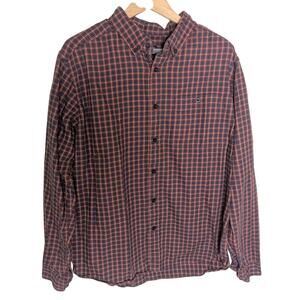 Patagonia Organic Cotton Red Blue Plaid Button Down Shirt Men L Sustainable